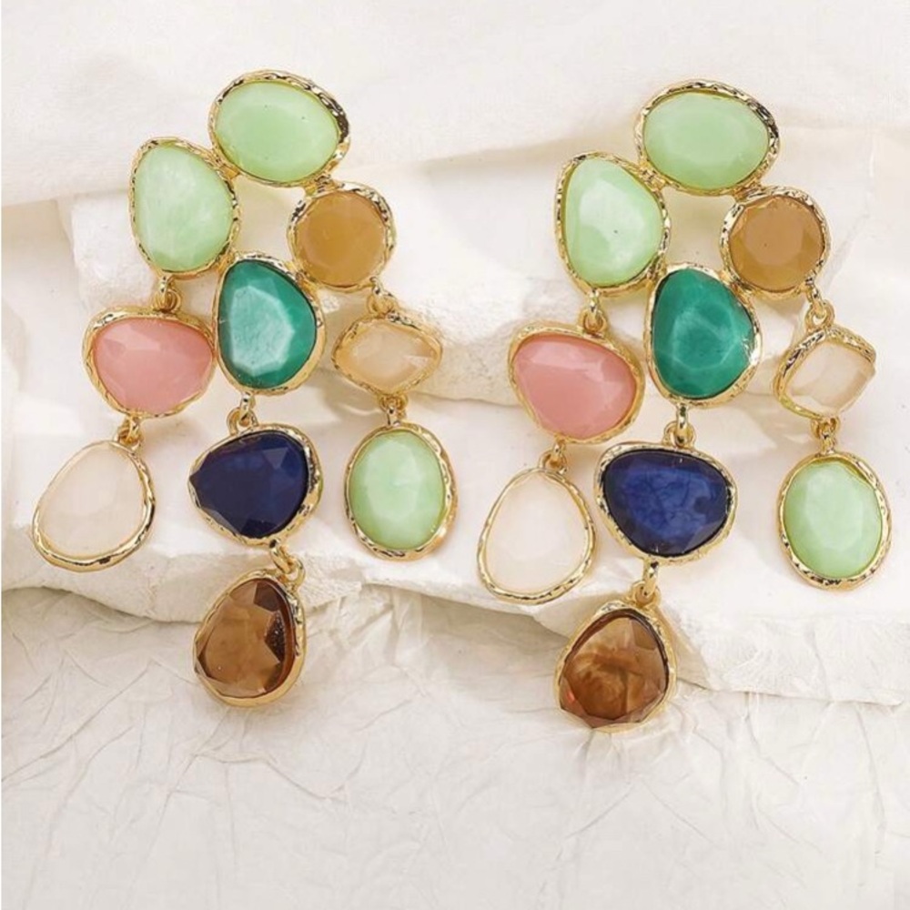 Gorgeous Multicolor Gemstone Dangle Earrings